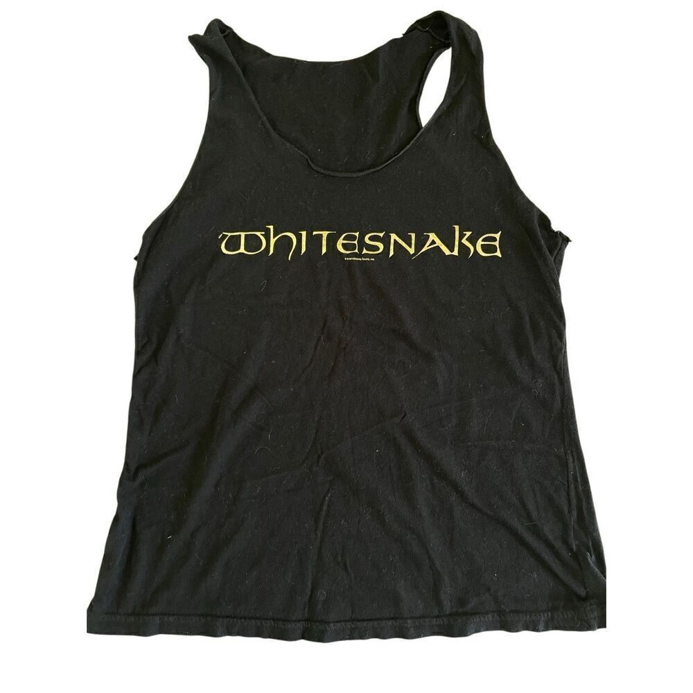 Whitesnake Women’s Gold Foil Logo Black Tank Top S/M David Coverdale 80s